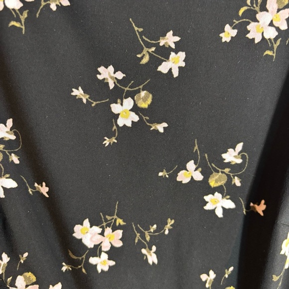 RALPH LAUREN LRL Sz 10 Amadora Jersey Knit Floral Black Long Sleeve Ruffle Dress - Picture 7 of 10